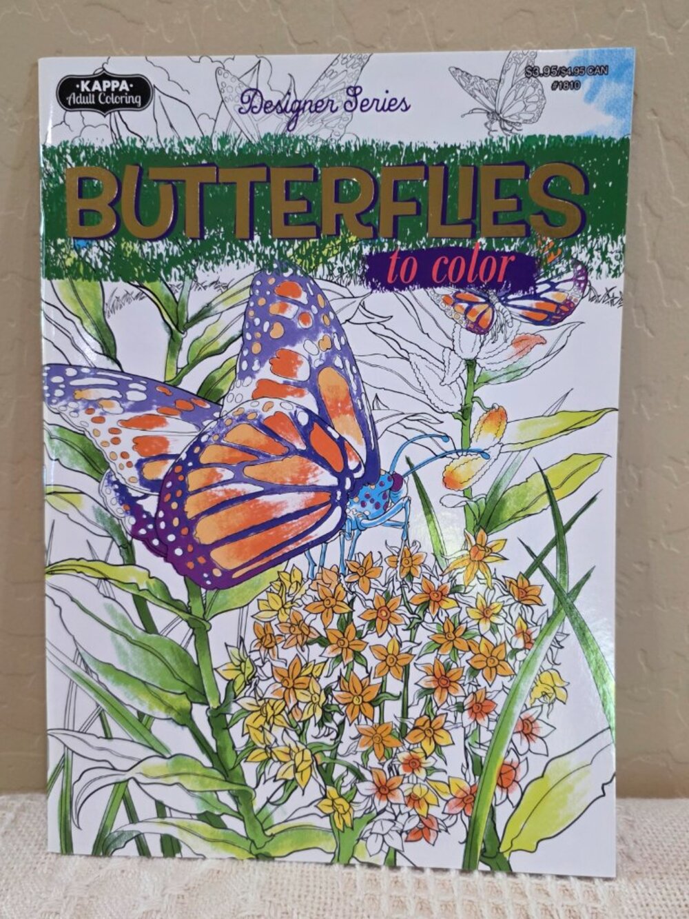 Kappa Designer Series "Butterflies to Color" Adult Coloring Craft Doodle Book